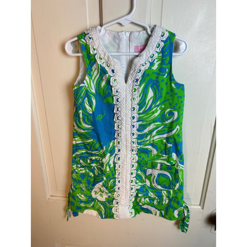 Lilly Pulitzer Girls Roar Of The Jungle Classic Shift Dress Size 5 69153